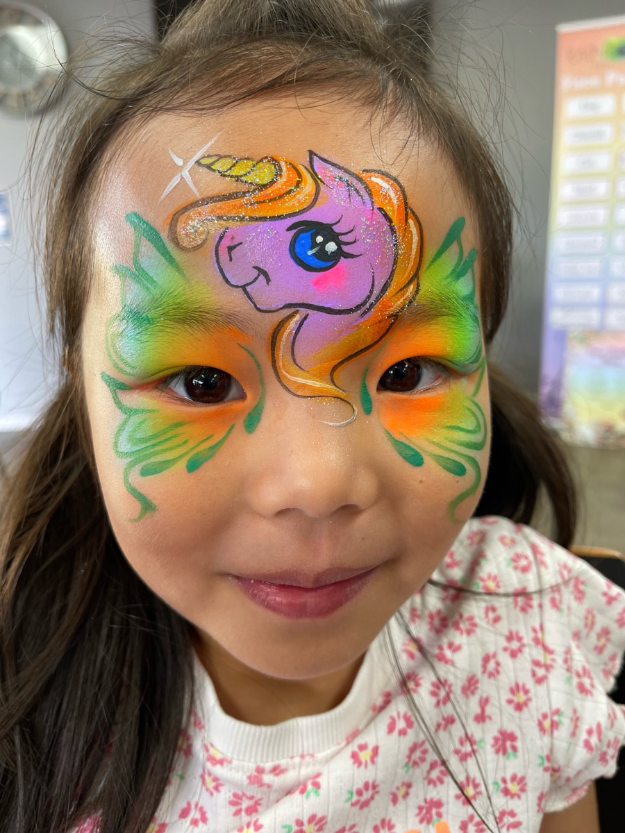 Rainbow unicorn with orange mane