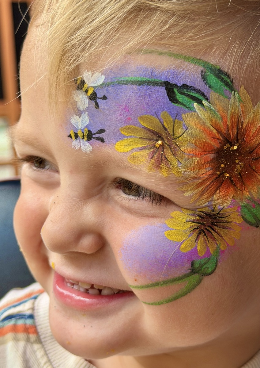 Purple sunflowers with bumble bees