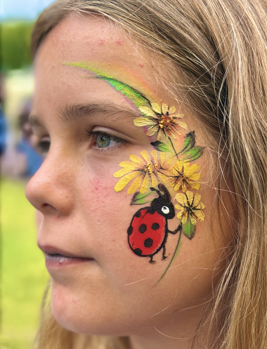 Ladybug on yellow sunflowers