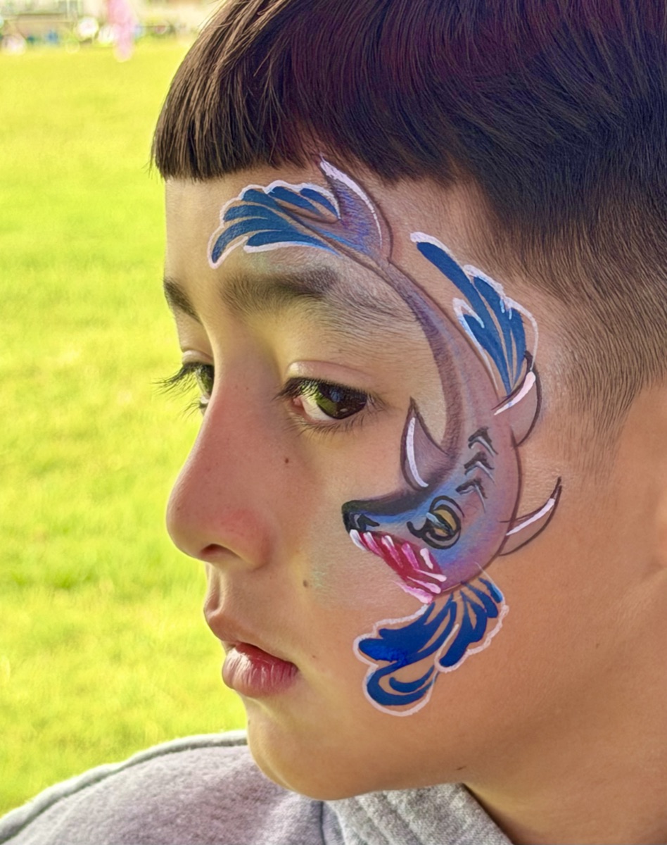 Blue shark cheek design